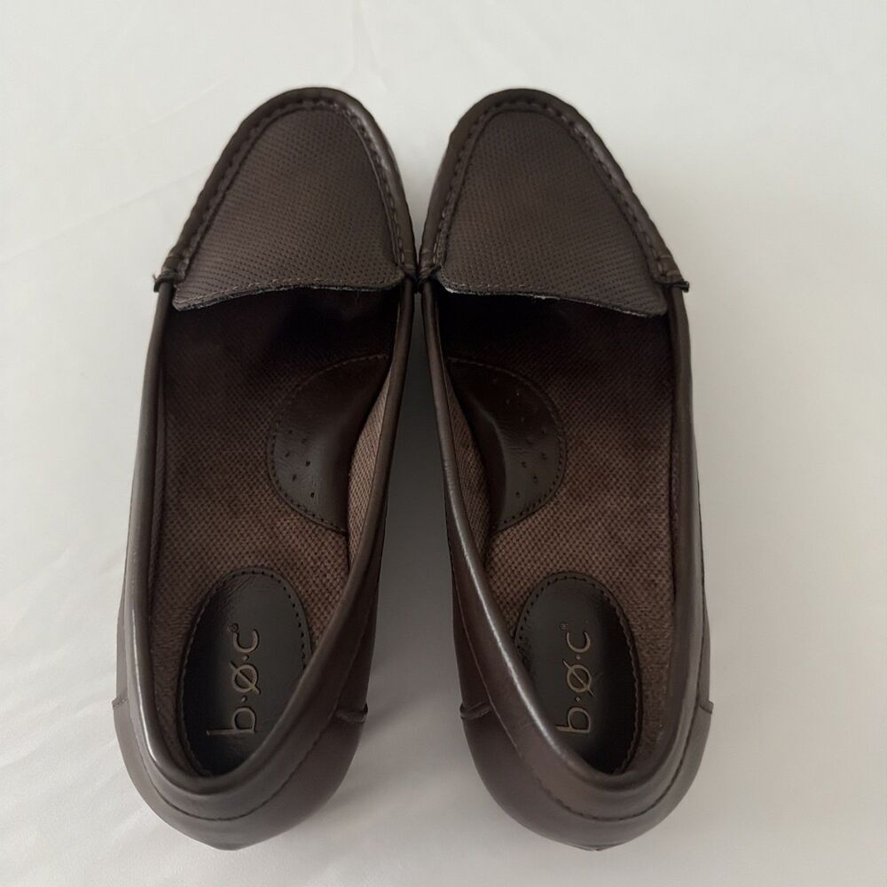 BOC Born Concept Womens 10 M Brown Loafers Slip On Shoes Faux Leather Vegan EUC - Picture 5 of 9